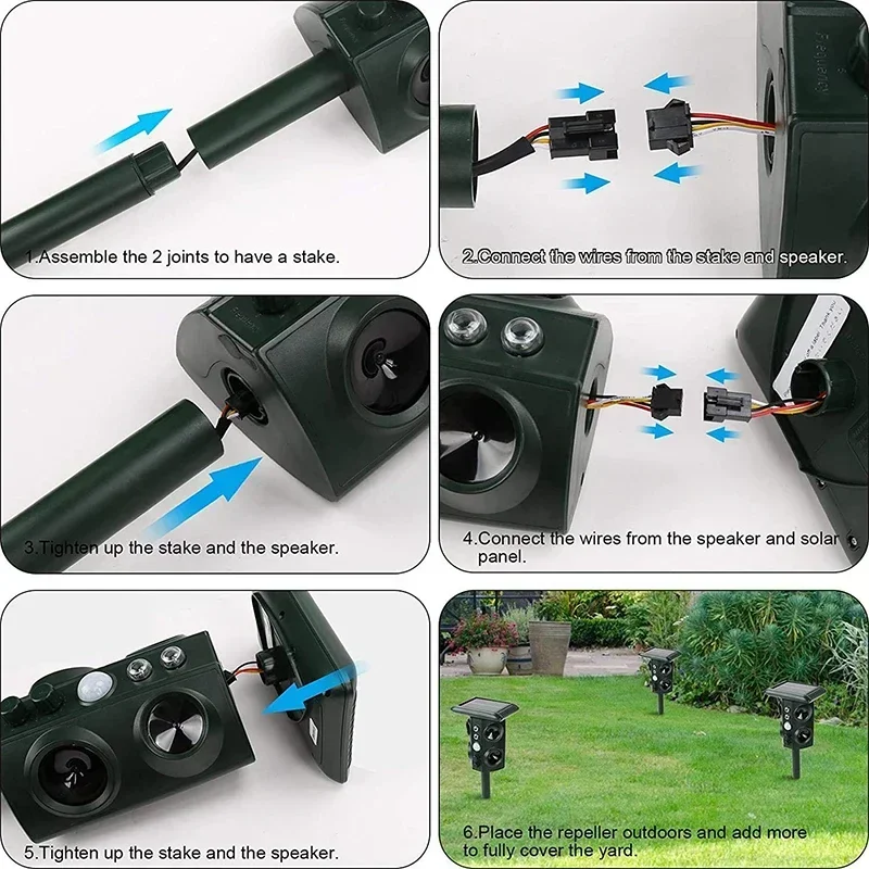 Zonne-energie Ultrasone Animal Repeller PIR Bewegingssensor Sonar Repeller Schrikken Dieren Voor Outdoor Tuin Afschrikmiddel Apparaat