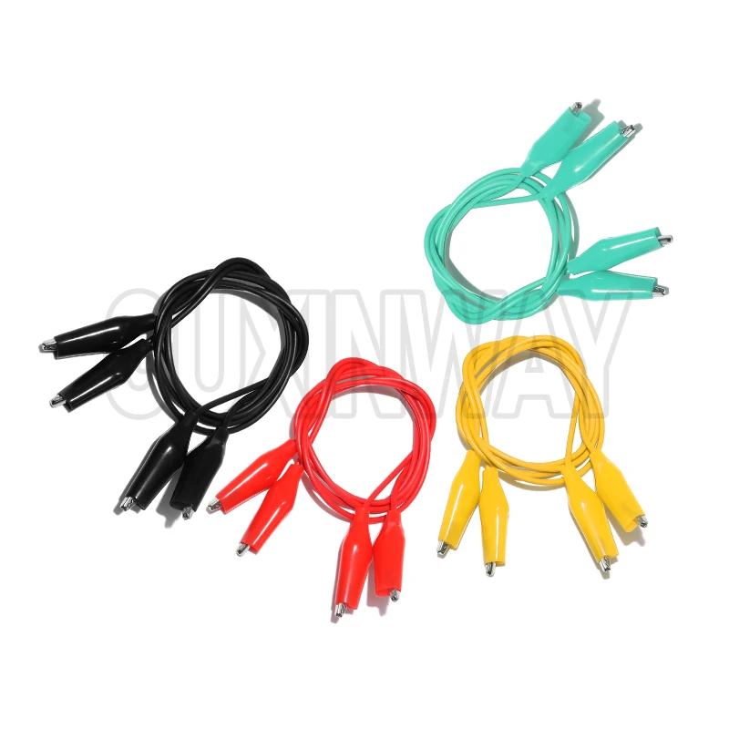 1 juego/10 Uds pinzas de cocodrilo cables de prueba eléctricos DIY pinzas de cocodrilo de doble punta Clip de cucaracha cable de puente de prueba 46CM