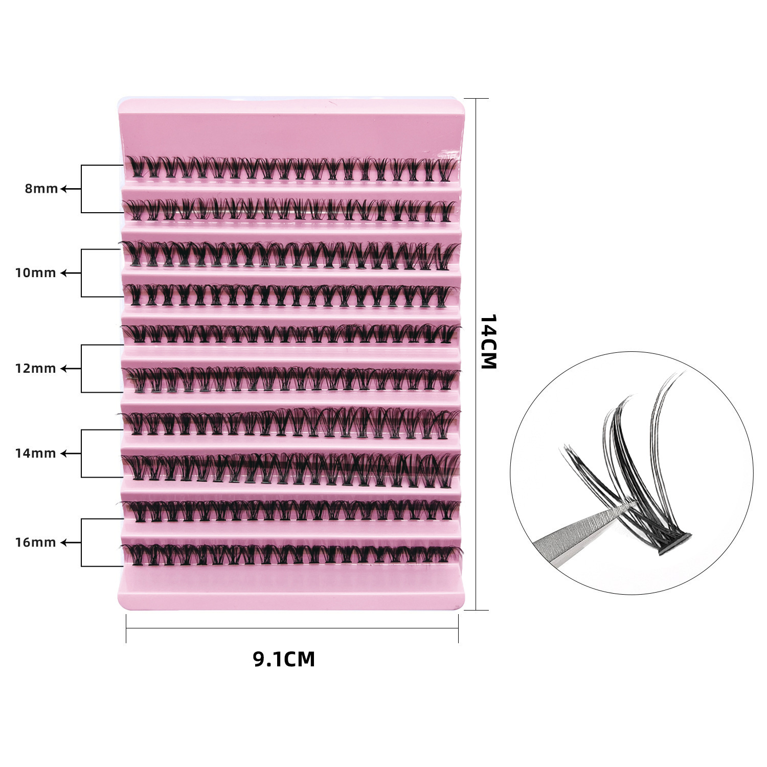 MJ Individual Lashes 8-16mm 200pcs Cluster Lashes Natural Look Mixed Tray DIY Eyelash Extension Volume Lash Clusters Eyelashes