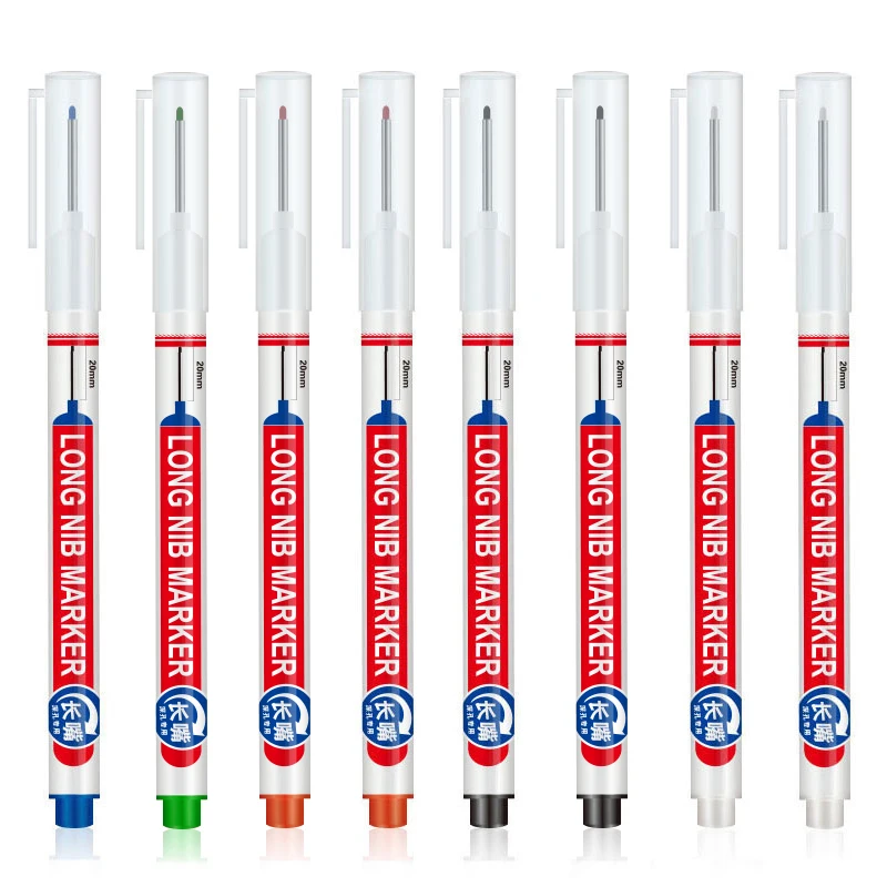8 ชิ้น/เซ็ต Perforating 20 มม.หลุมลึกยาวหัว Nib Markers สําหรับปากกาโลหะกันน้ําห้องน้ําไม้ตกแต่งอเนกประสงค์