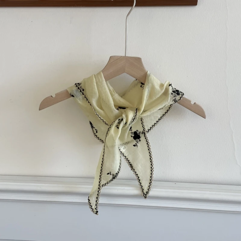 Lenço Triangular Artístico Retro COISINI R para Mulheres, Lenço de Verão Estilo Coreano, avata Pequena Faion