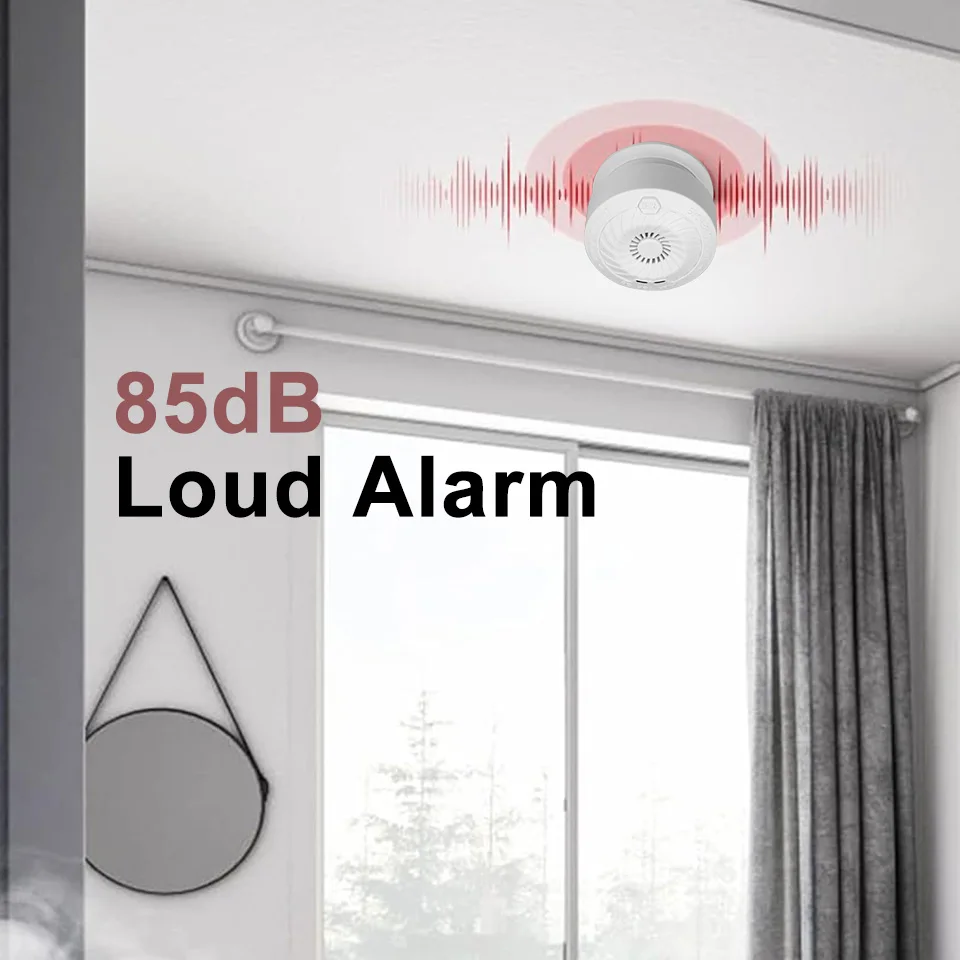 Smoke Detector Mini Smoke Sensor 10 Years Alarm Smoke Detector Fire Alarm Hush Button EN14604 Certified History Alarm Indicator