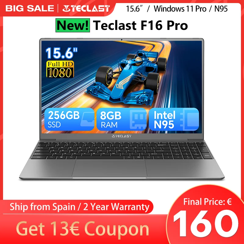 【Nuovo】Teclast F16Pro Laptop 15.6" 1920X1080, 12Gb/16Gb Ram, 256Gb/512Gb Rom, tastiera retroilluminata, per Intel N95, Mini-Hdmi