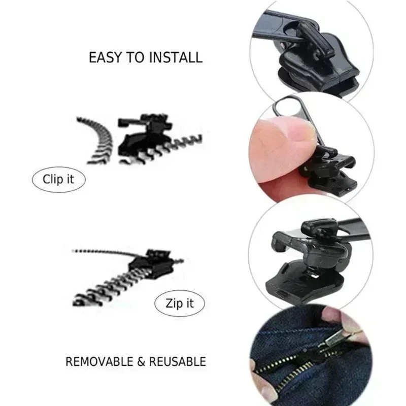 6 stks Ritsen Reparatieset Universele Instant Rits Reparatie Vervanging Rits Glijdende Tanden Rescue Rits Hoofd Voor 3 Verschillende Grootte