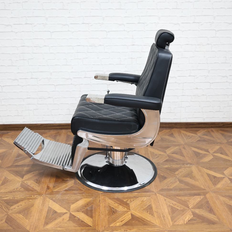 발판이 있는 이발소 이발 의자, 360도 회전 °   회전식, 유압식 리프트, 검정색 의자, 미용실 가구 도매
