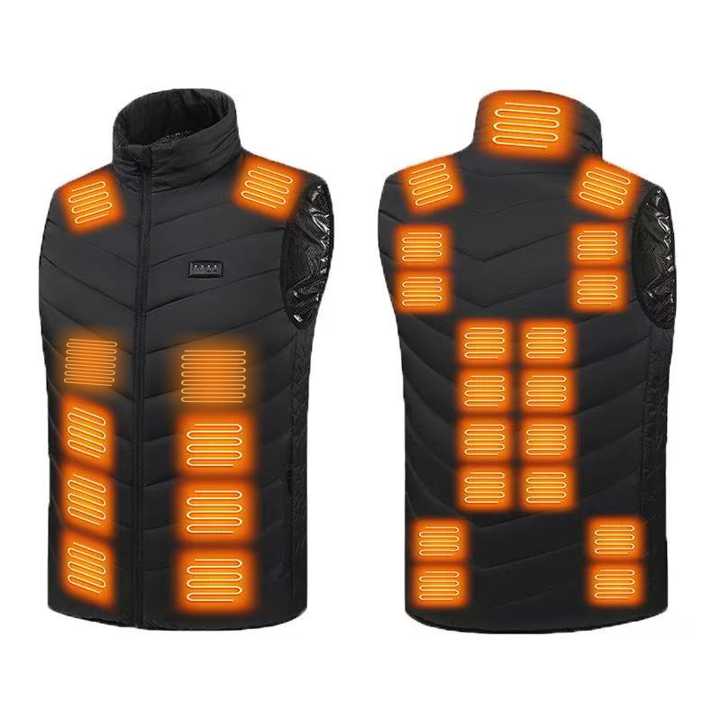 Męska kurtka z 21 strefami grzewczymi, elektryczna, inteligentna, z kapturem, ładowana przez USB, samonagrzewająca się odzież, kamizelki, codzienna kurtka narciarska, odporna na zimno, termiczna, ocieplana.