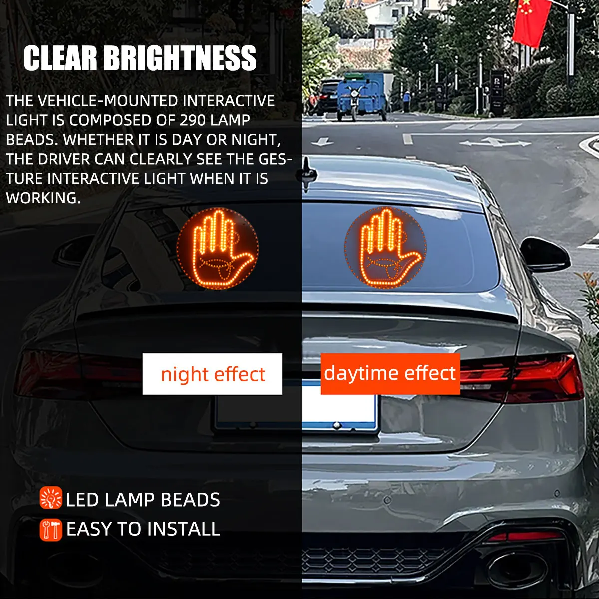 Carro led engraçado expressão facial luz com controle remoto janela traseira multi-função aviso lembrete lâmpada acessórios exteriores