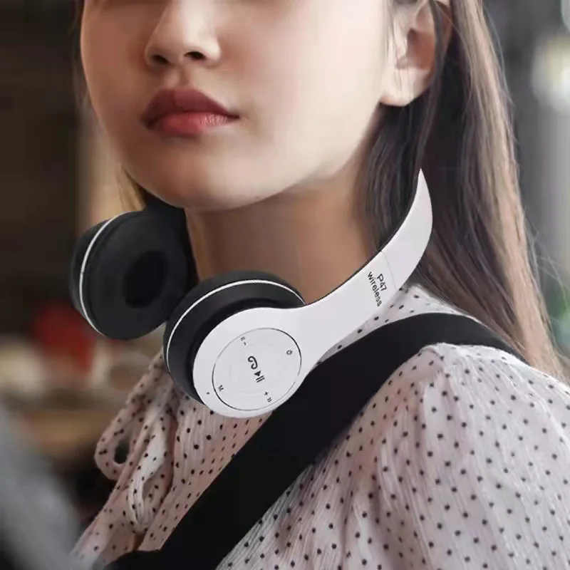 Stereo P47 Headset 5.0 Bluetooth Headset Folding Series Wireless Sports Game Headset for HuaWei XiaoMi
