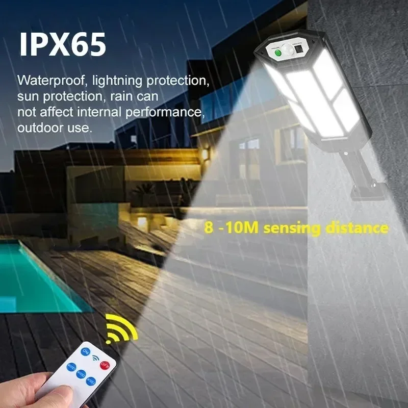La più recente luce solare a LED 300000 Lampada solare da esterno LM con sensore di movimento 4 modalità Impermeabile IP65 Lampada da giardino solare per strada