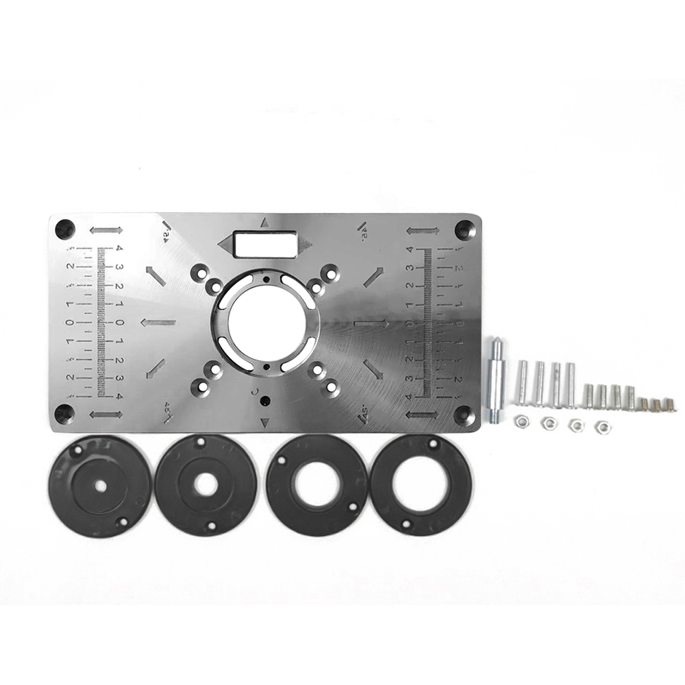 Placa de inserción de mesa enrutadora, bancos de carpintería, enrutador de madera de aluminio, modelos de recortadora, máquina de grabado con herramientas de 4 anillos