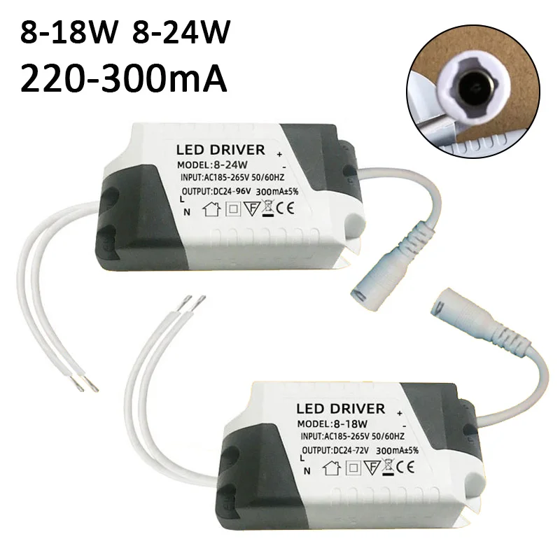 Driver LED AC 110V 220V a DC 12V DC 24V 8-18W 8-24W Trasformatore di illuminazione Lampada da soffitto Adattatore di alimentazione per strisce LED 280mA