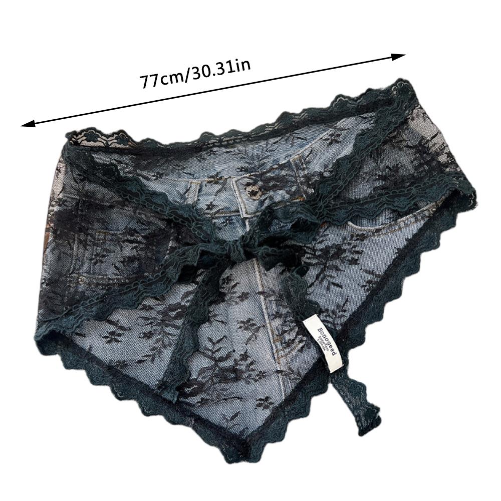 Falda corta triangular, media falda, falda de cortina a tope, adorno de encaje, delantal pequeño, encaje suave apilado, estilo Ins, pañuelo para la cabeza coreano de primavera