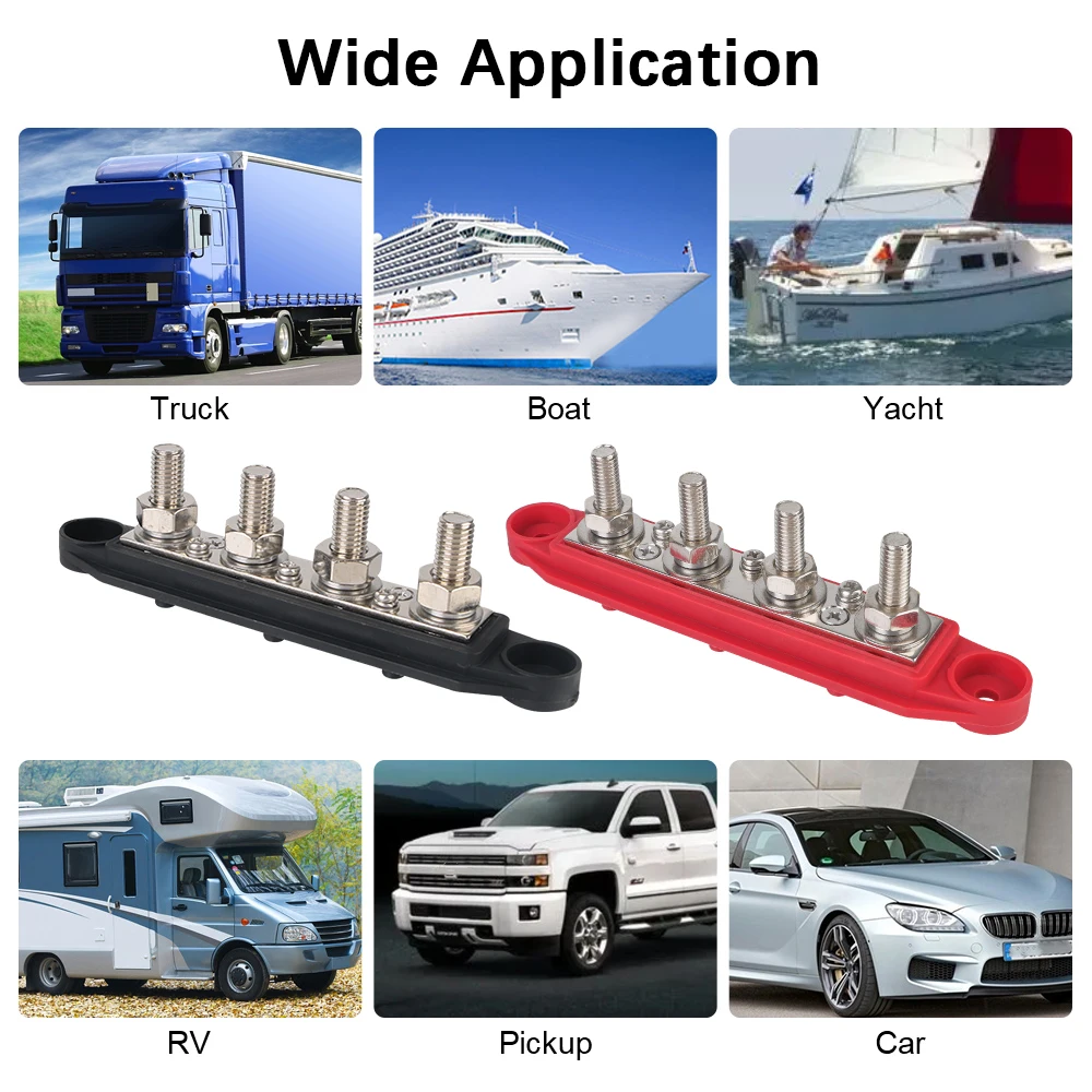 Bloco de distribuição de energia para caravana, rv, 4 maneiras, 48v, 250a, dc, barra de ônibus, eletrojunção para barco, caminhão, acessórios de carro, m8 m10