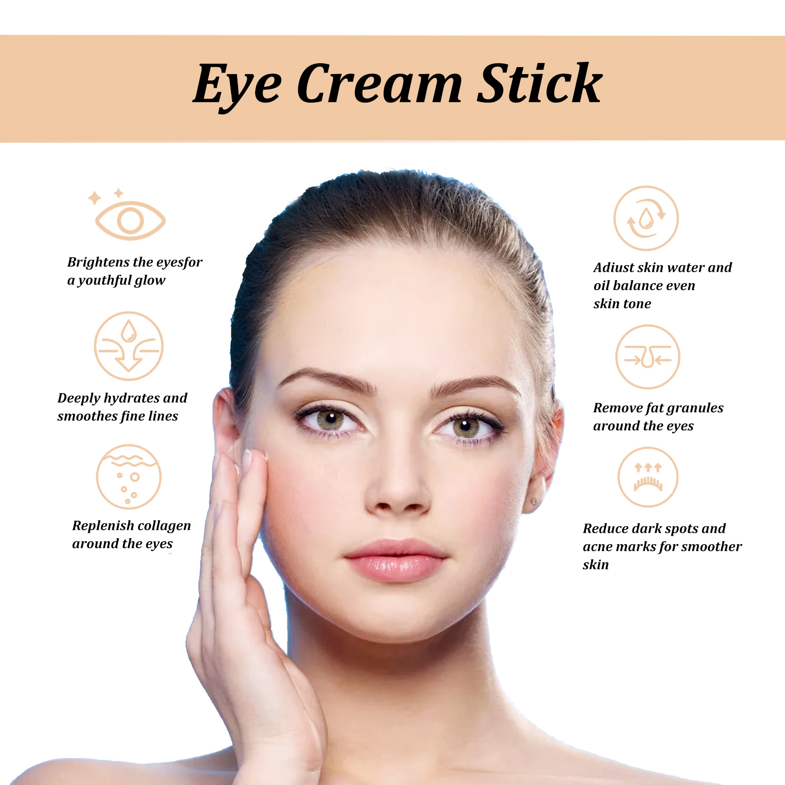 Crema per gli occhi alla lumaca Stick Collagene Dissolvenza Linee sottili Rughe Schiarente Cerchi scuri Rassodante Borse per gli occhi Gonfiore Crema idratante per gli occhi
