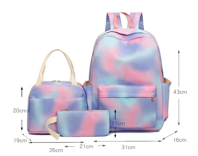 Disney Lilo Stitch Colorful Backpack 3Pcs/Set for Women Casual School Bags with Lunch Bag Girl Boy Student Teenager Rucksack