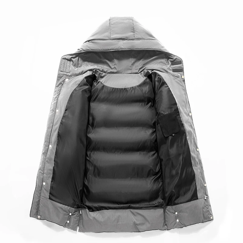 เสื้อแจ็คเก็ตผู้ชายหนายาวเสื้อ Casual SLIM FIT Hooded Men's Parkas ฤดูหนาวผ้าฝ้ายเบาะแจ็คเก็ตแบรนด์เสื้อผ้า