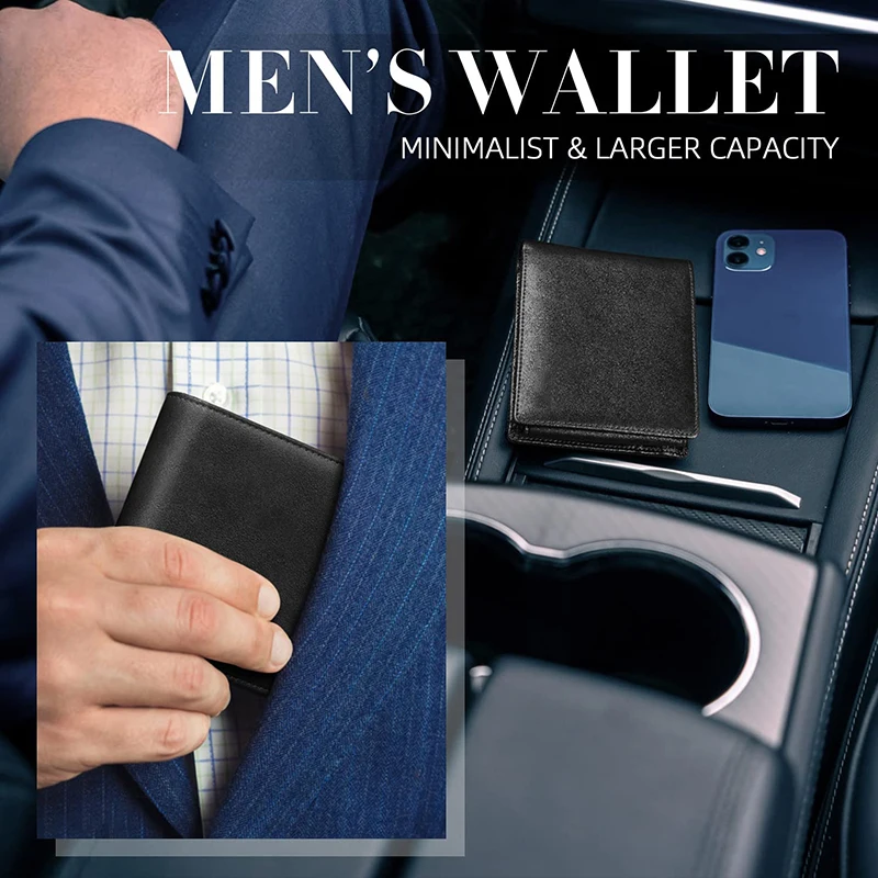 Carteras para hombre Cartera delgada con bloqueo RFID multifuncional con 15 tarjeteros