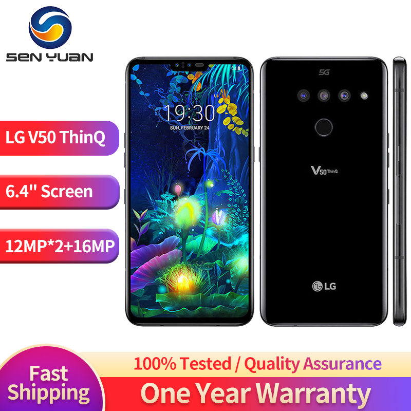 Teléfono móvil LG V50 ThinQ 4G LTE 5G Original desbloqueado 6,4 '6GB RAM 128GB ROM doble frontal Triple LG V50 Thinq teléfono móvil