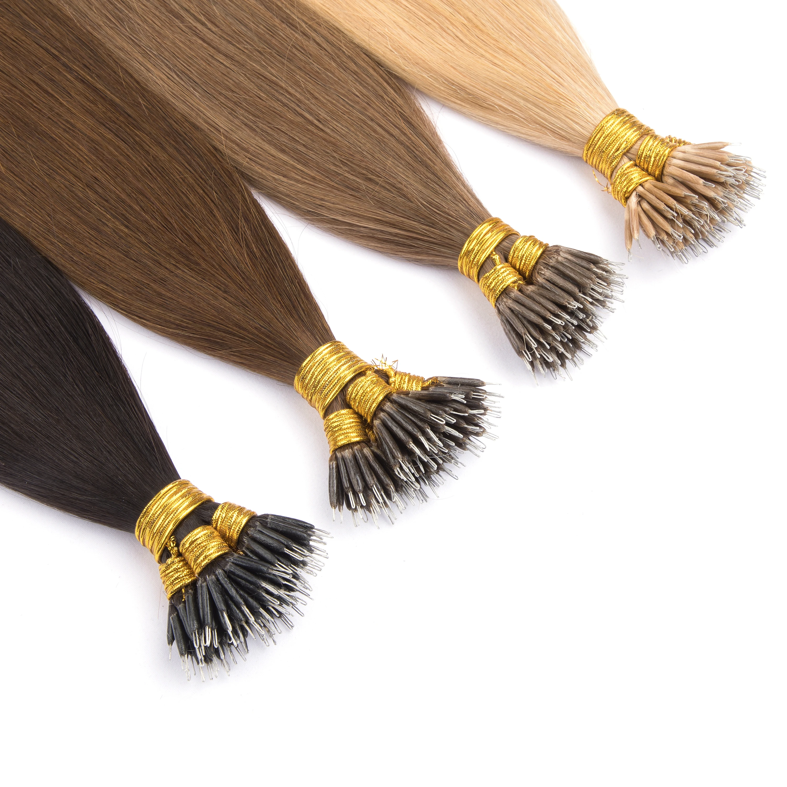 Nano anel micro grânulo loop extensão do cabelo humano 100% real remy cabelo natural máquina feita cápsulas de queratina reta microring cabelo