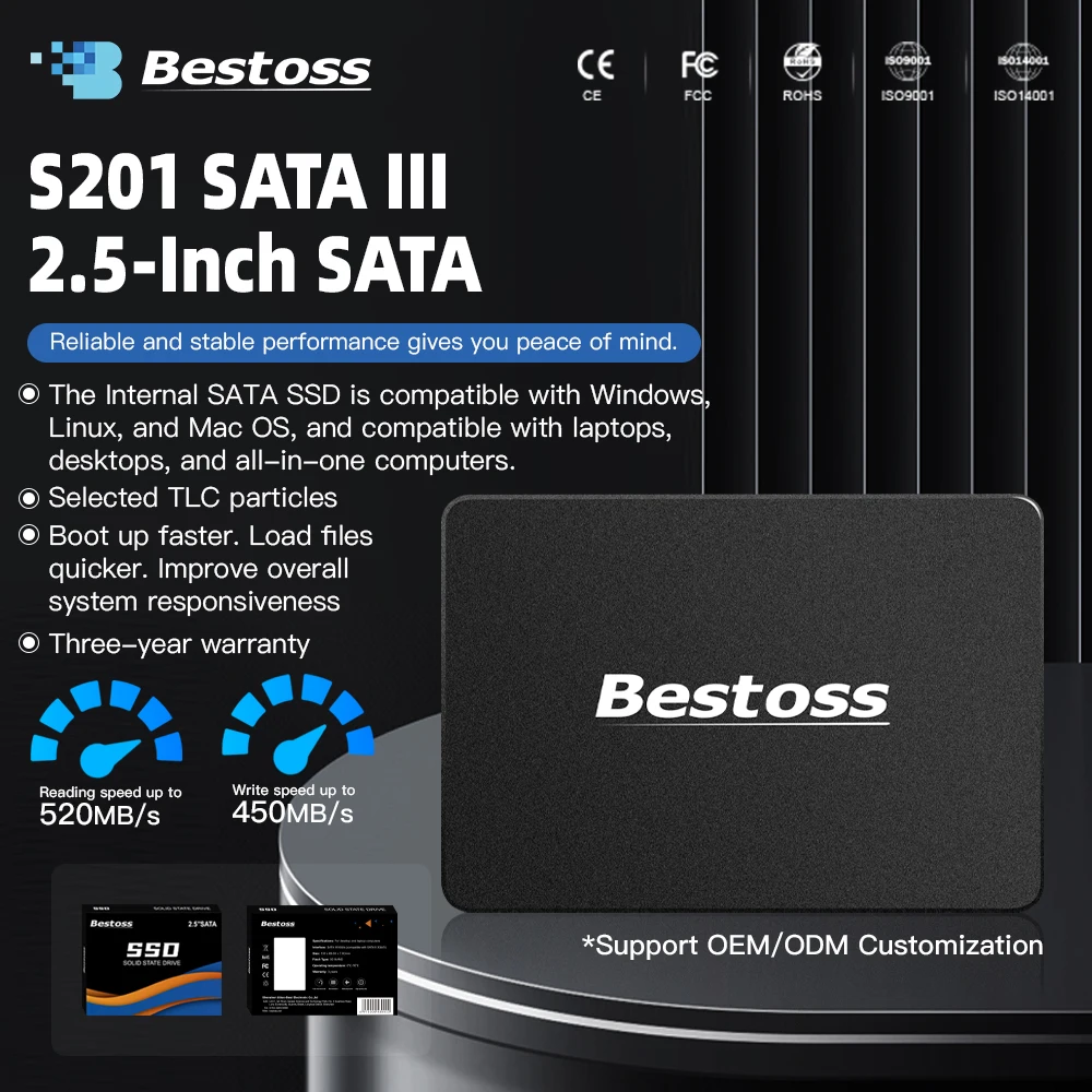 Bestoss SSD 4 TB interne Sata 1 TB 512 GB 128 GB SSD 2 TB Festplatte 256 GB SSD-Laufwerk für Laptop Notebook SSD201 45