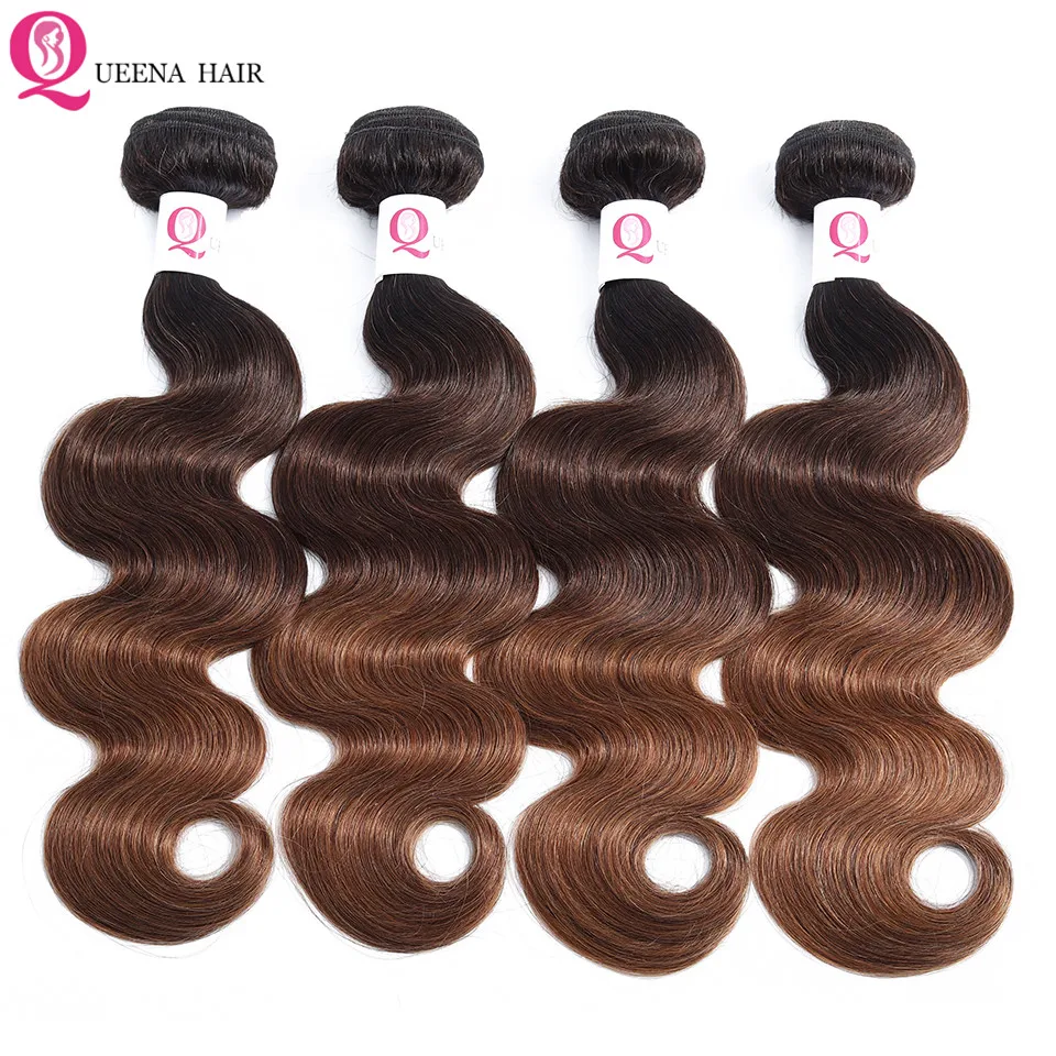 1B/4/30 Tóc Vàng Ombre Tóc Bó Brasil Tóc Gợn Sóng Dệt Lưng Màu Ombre Sóng Thân 3/4 Bó Đề Cập Đến remy Tóc