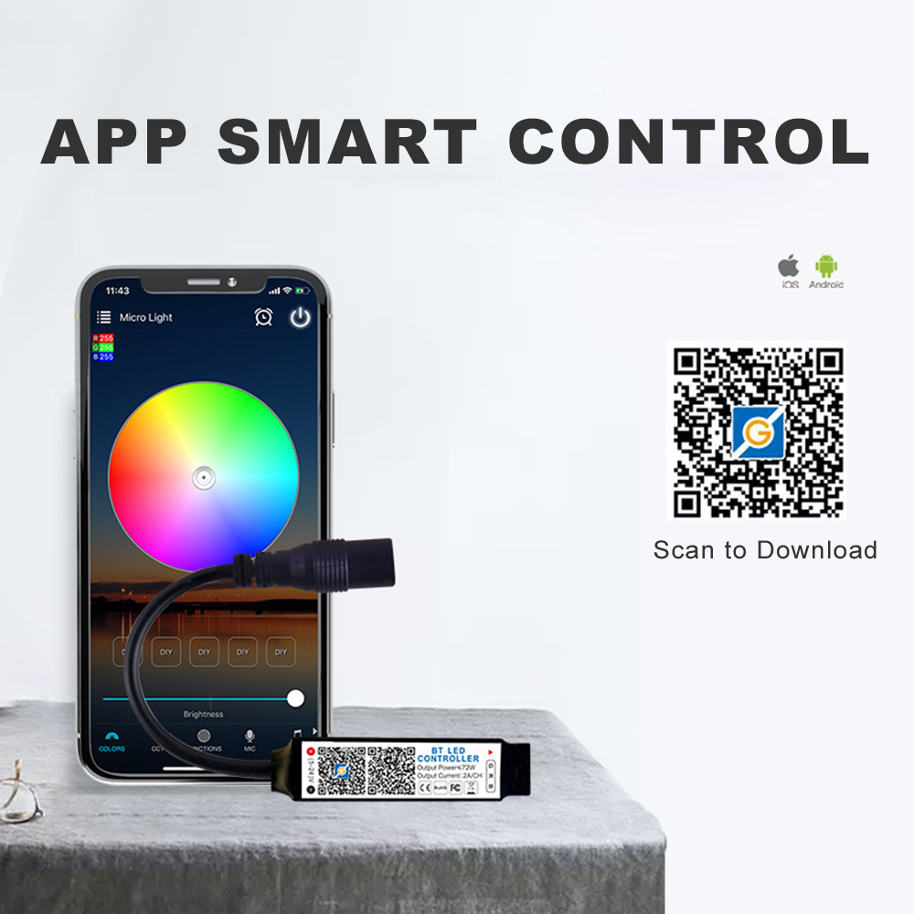 ミニ RGB コントローラ Bluetooth USB DC 5V 12V 24V 音楽 5050 RGB LED ストリップライトコントローラ APP IR 24 キーリモコン