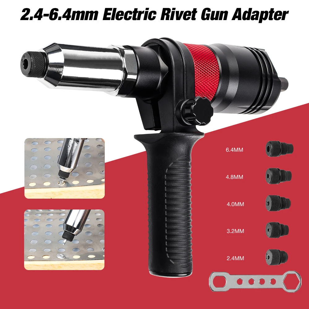 Convertidor de pistola de Tuercas de remache inalámbrico, herramientas de remachado de tuerca de inserción, adaptador de pistola eléctrica Industrial, 2,4 MM/3,2 MM/4,0 MM/4,8 MM