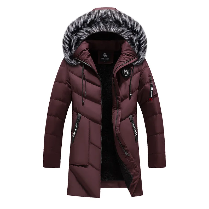 Mannetje Stevige Katoenen Bovenkleding Heren Dikke Fleece Winterjas Mode Bont Capuchon Warme Cooton Parka Windjack Plus Maat 6xl