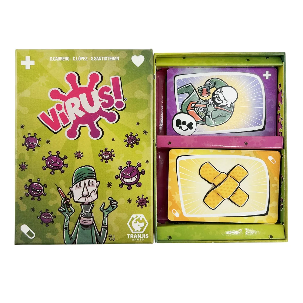 1 caixa de cartas de jogo de vírus divertido vírus 1/2/3 baralho de jogo de tabuleiro espanhol inglês edição francesa versão para festa jogando cartas