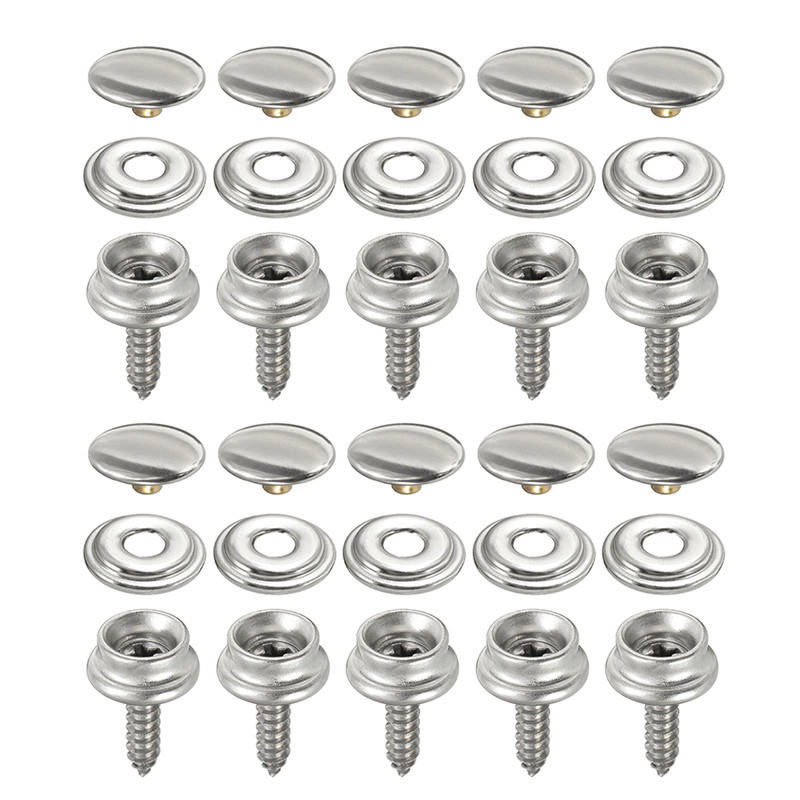 30 sztuk płótno ze stali nierdzewnej klasy morskiej i tapicerka pokrowiec na łódź zestaw zapięć zatrzaskowych 15mm zatrzaski śrubowe z narzędziem