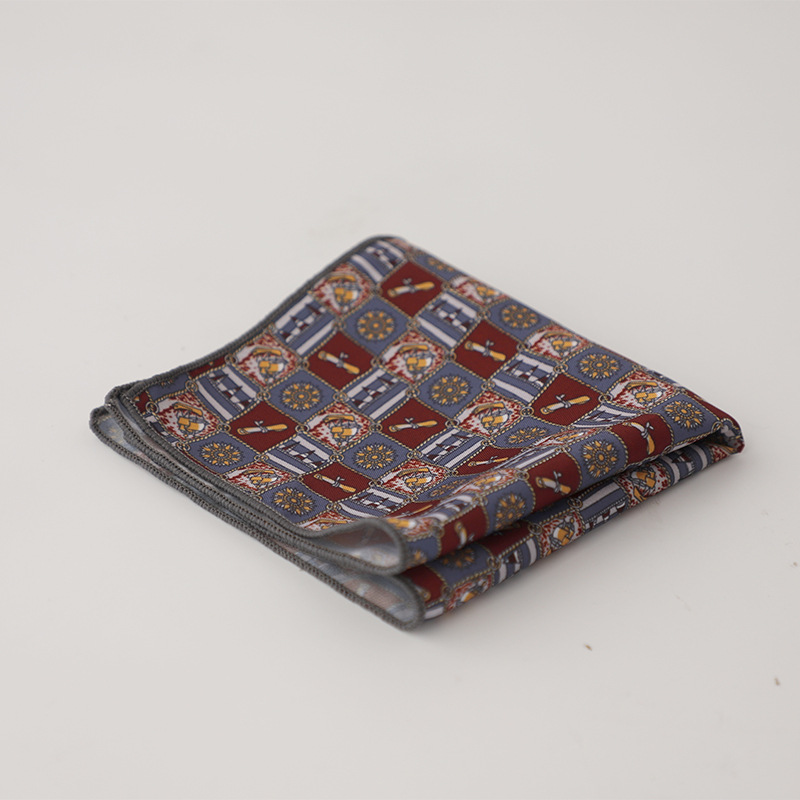 Hongkong ผ้าเช็ดหน้าพิมพ์ลายจุดดอกไม้สไตล์สตรีทสำหรับผู้ชายผ้าเช็ดหน้าสีน้ำตาลเข้มสำหรับผู้ใหญ่ชุดทักซิโด้แบบเป็นทางการ