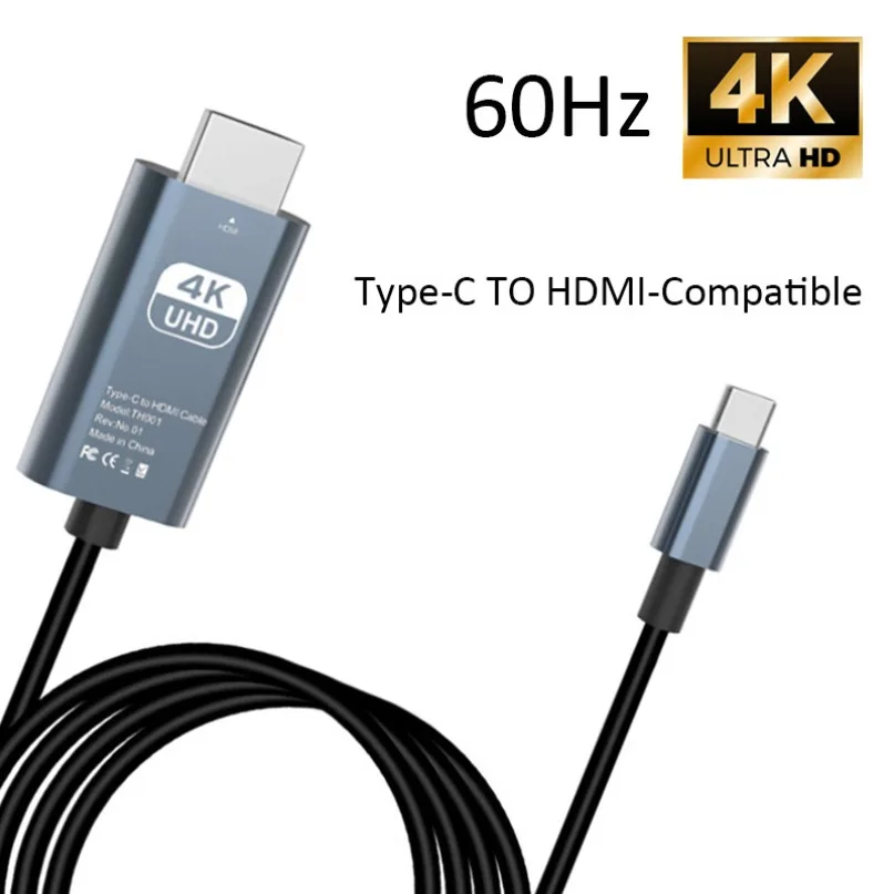 Type C To HDMI-compatible Screen Mirroring Cable HD 4K Phone Computer PC TV Laptop External Monitor Same Screen Conversion Cable