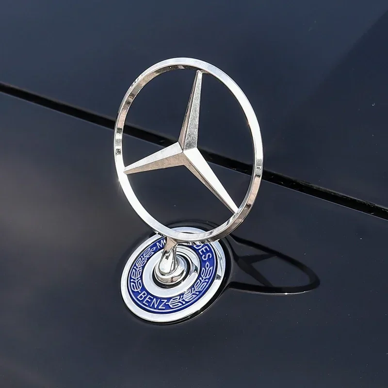 Car Front Bonnet Logo Emblema, liga de zinco Decorar Emblema, Auto Acessórios, Mercedes Benz W204, W220, C180, C200, E260, E300L, 44 milímetros