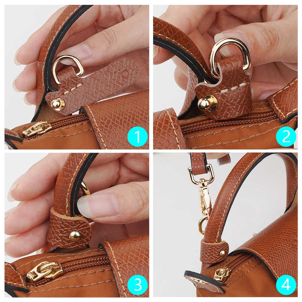 Genuine Leather Replacement Crossbody Bag Strap,Bag Shoulder Strap For Longchamp Short Handle Bags Without Punching Modification