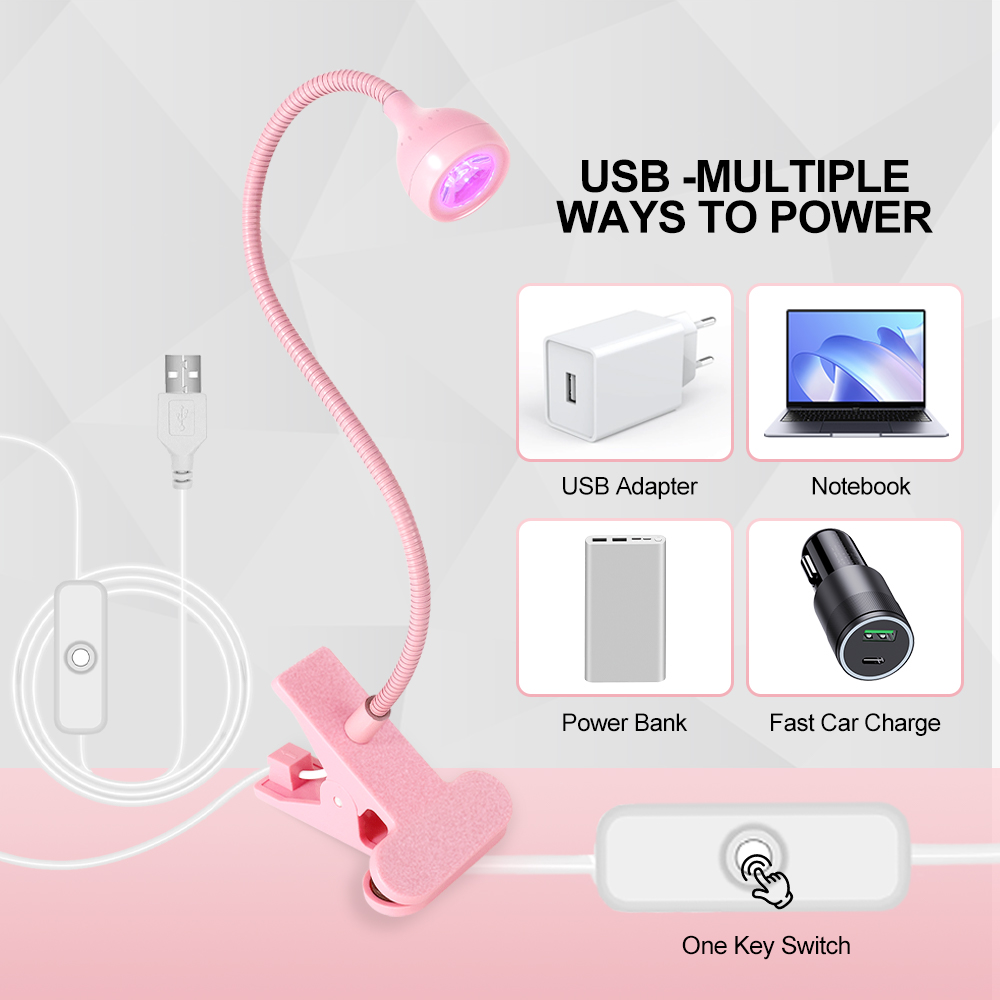 Lampe UV LED pour sécher les ongles en Gel, vernis à ongles, bureau Flexible à clipser, Mini lampe à ongles USB Portable, sèche-lumière UV pour Salon de manucure