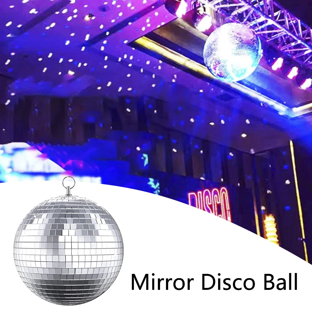 Boule de miroir rotative en verre, boule Disco, boule de miroir, réflexion d'éclairage Dj, boule de miroir colorée pour scène de mariage, fête de noël