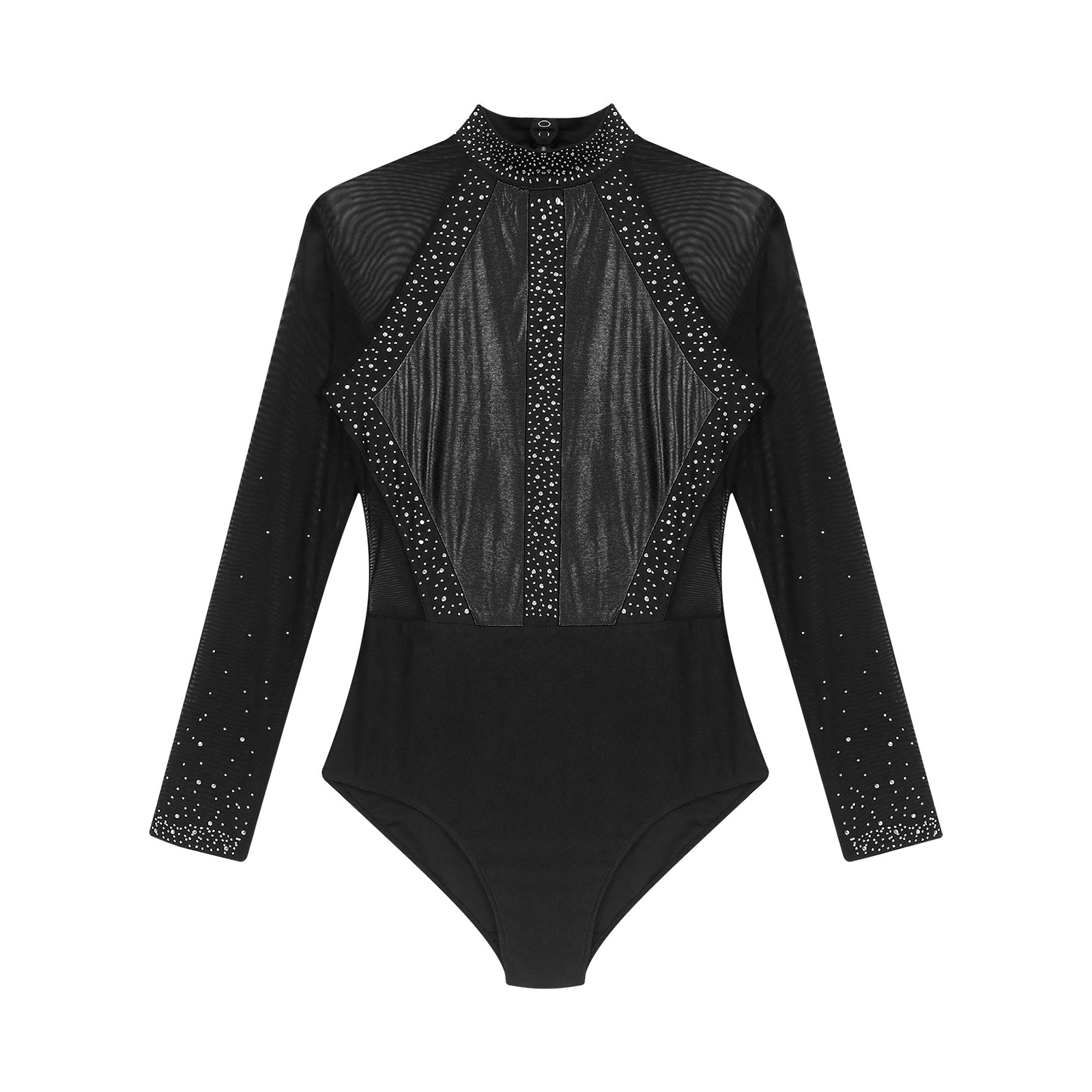 Women's Metallic Gymnastic Leotard Stage Performance Bodysuit Tops Dance Party Costume Dancewear for Figure Skating Ballet Dance