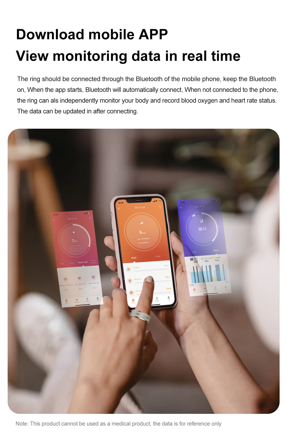 2024 スマートリング男性女性心拍数血中酸素モニタリングマルチスポーツモード IP68 防水スマートリング充電ケース