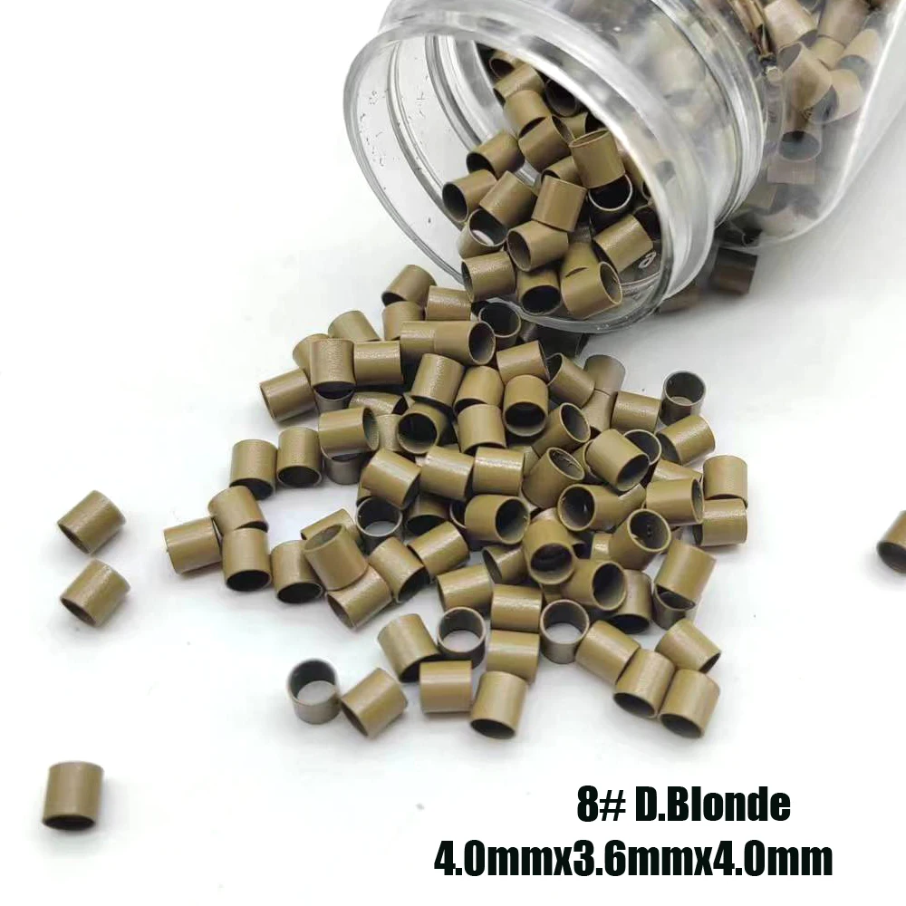 1000 Cái Đồng Micro Tubes Nhẫn 4.0x3.6x4.0 mét Liên Kết Tóc cho Tóc Extensions Đen Brown Blonde Thẳng đồng Micro Hạt