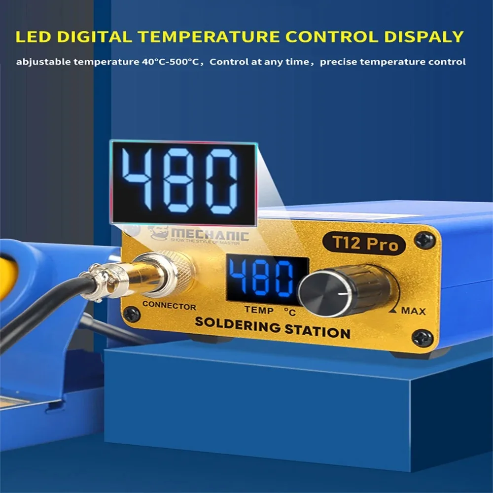MECHANIC T12 Pro LED Digital Display Soldering Station Electric Soldering Iron Fast Heating Intelligent Anti-Static Thermostat
