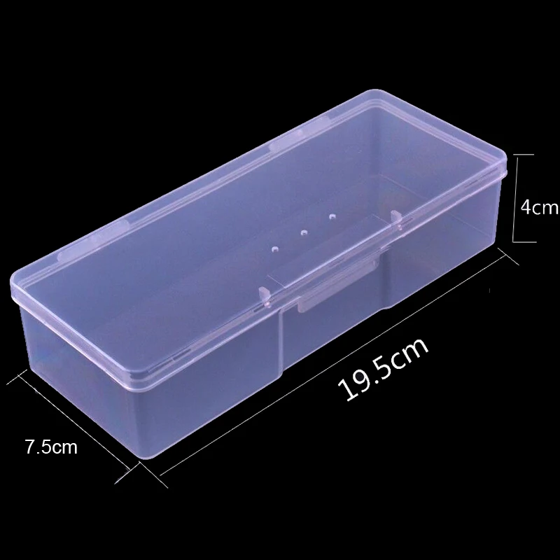 Rectangle Plastic Storage Box for Nail Art, Container Case, Nail Equipment Tool, Rhinestone Brush, Pen, Buffer, Grinding Files