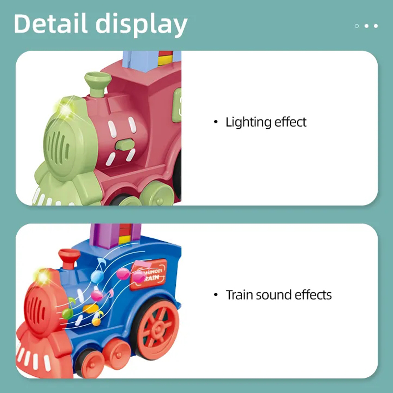 วางอัตโนมัติรถไฟโดมิโนไฟฟ้ารถอิฐบล็อกชุดสร้างสรรค์เกมสติปัญญาการศึกษา DIY ของเล่นเด็กของขวัญวันเกิดเด็ก