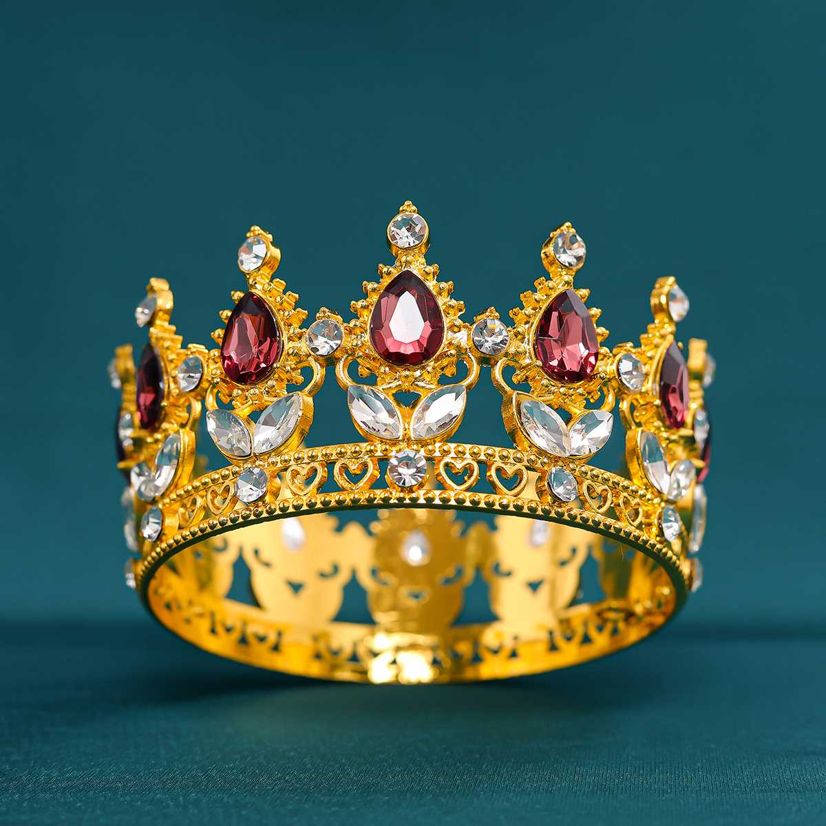 Tiaras e coroas redondas de ouro barroco vintage para mulheres noiva cristal strass acessórios para cabelo de casamento