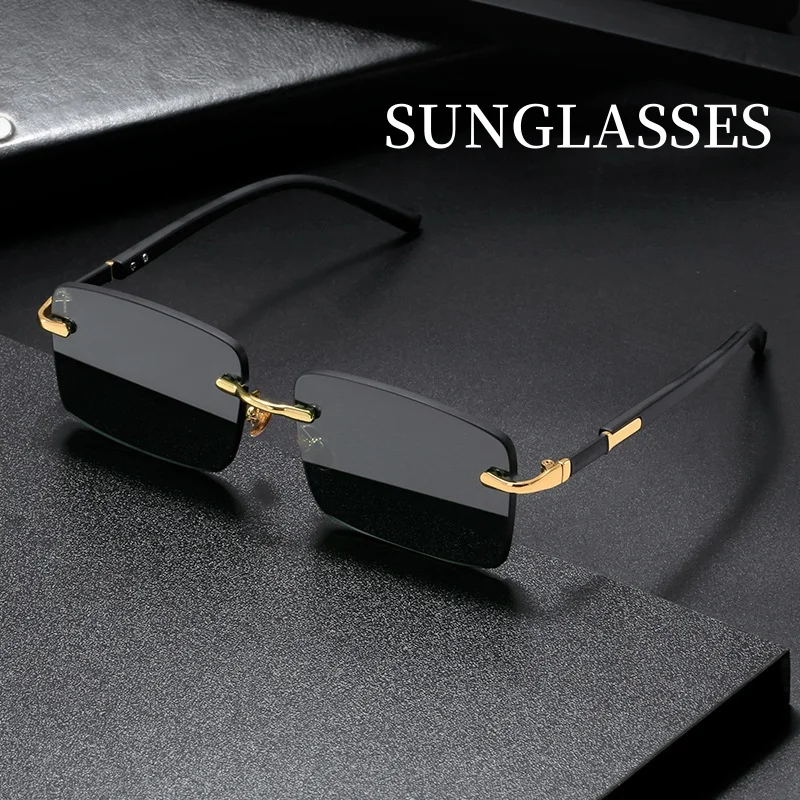 Gafas de sol de alta definición para hombres y mujeres, gafas de protección ocular con bloqueo de luz azul, gafas con montura cuadrada sin montura
