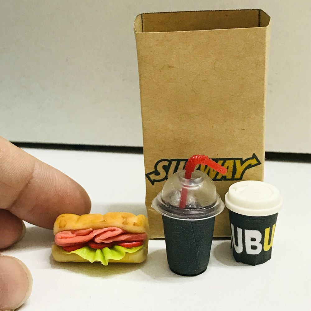 새로운 4 개/대 1/6 스케일 인형 집 미니어처 빵 커피 미니 패스트 푸드 바비 인형 Blyth OB11 BJD 인형 집 주방 놀이 장난감