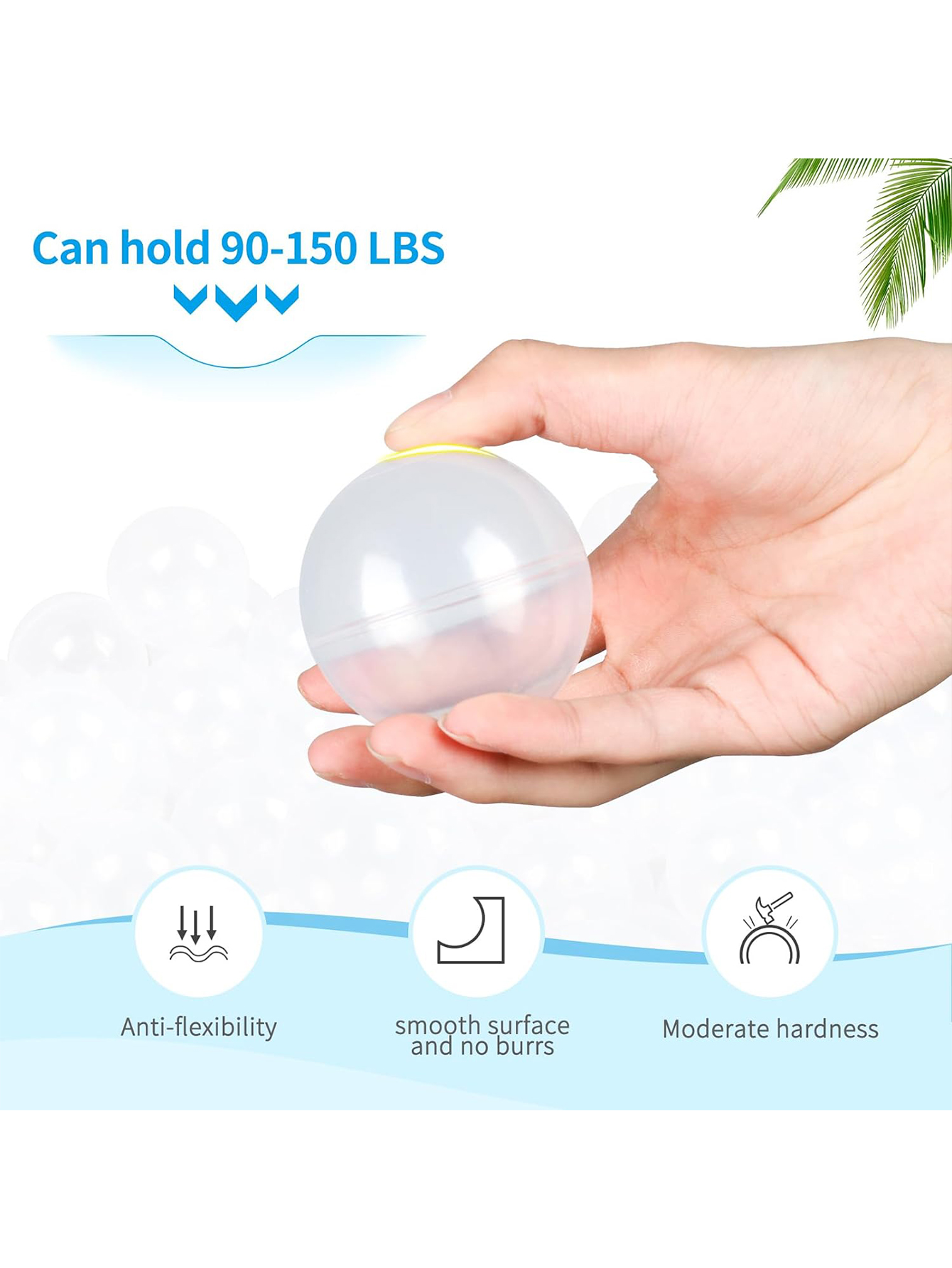 Engrossar à prova de esmagamento 5.5cm 100pcs bolas de plástico multicolor pérola branca e transparente para crianças brincam com saco