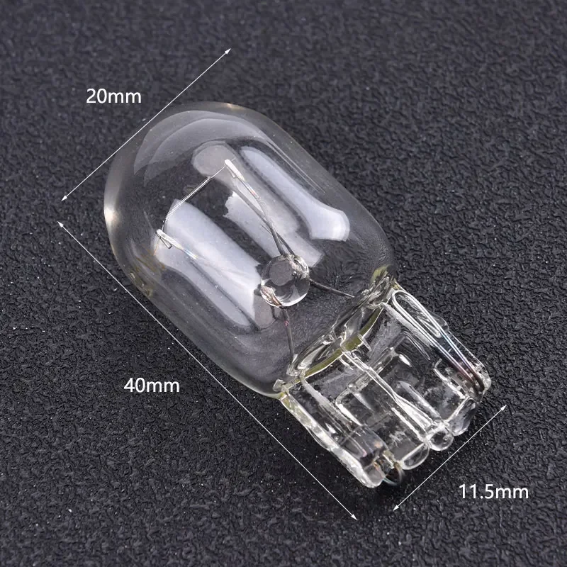10 pçs t20 w21w 7440 lâmpada lateral do carro vidro transparente lâmpada halógena freio parar luzes traseiras branco luz de advertência girando lâmpada automática