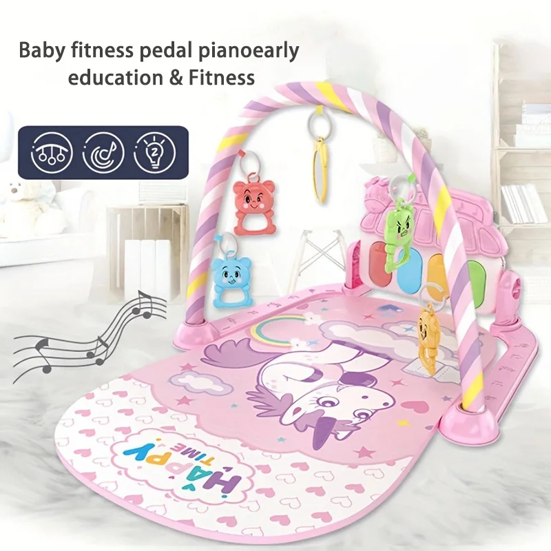 Giocattolo per supporto fitness per bambini, musica per neonati, pianoforte a pedali, tappetino strisciante, giocattolo per bambini