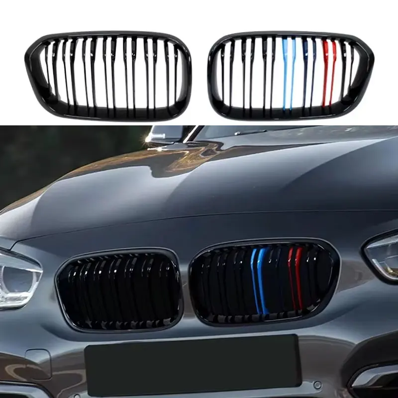 1 par de grelhas dianteiras para bmw série 1 f20 f21 2016 2017 preto brilhante rim grill substituição corrida grelhas para-choque dianteiro