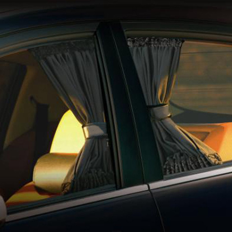 2pcs Universal Car Sun Shade ผ้าม่านหน้าต่างด้านข้างอัตโนมัติป้องกันรังสียูวีสีดําผ้า Sun Visor ผ้าม่านรถ-จัดแต่งทรงผม